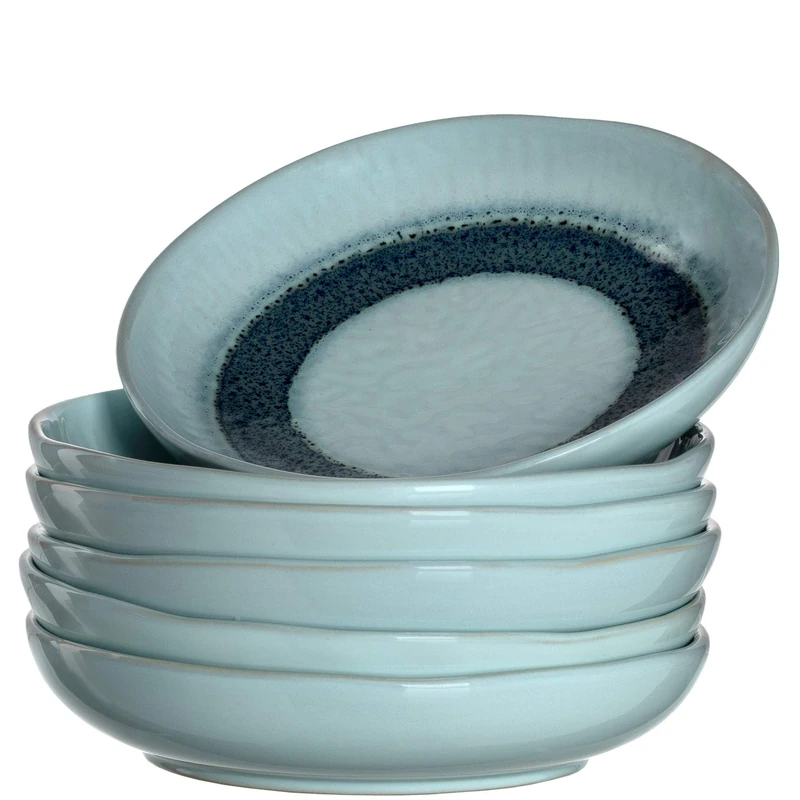 LEONARDO HOME 018546 Matera Set of 6 Ceramic Plates Blue - Image 1