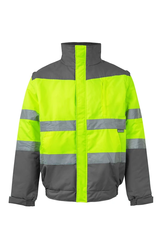 VELILLA 161; Bicolor Padded High Visibility Jacket, Grey and Fluorescent Yellow, 5XL