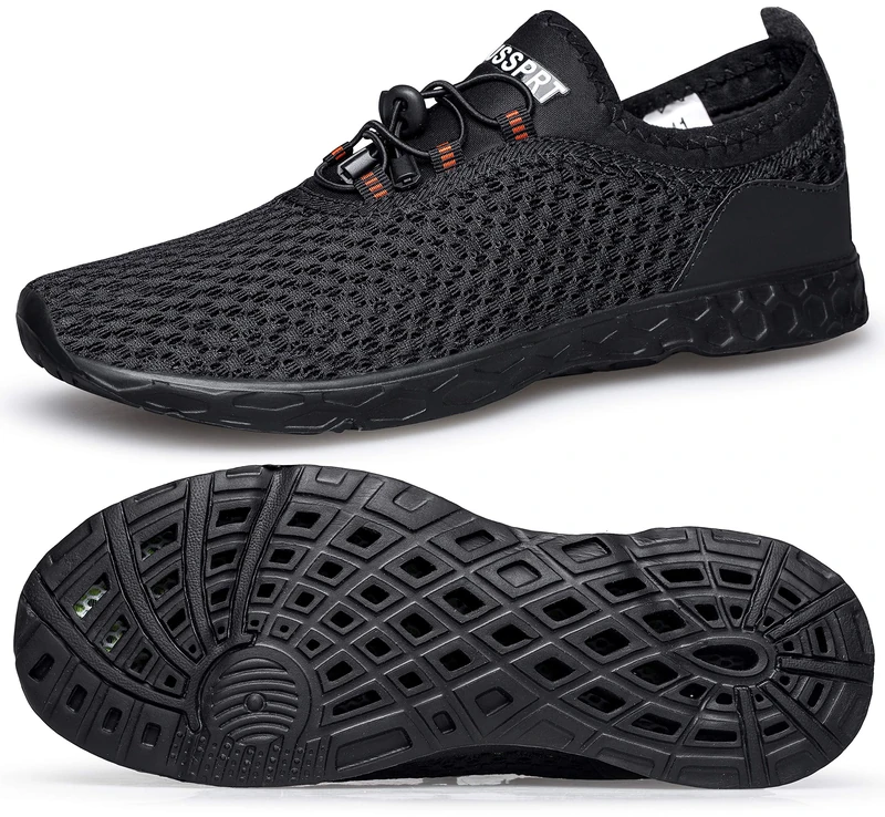 DOUSSPRT Men's Water Shoes Quick Drying Sports Aqua Shoes Black Size: 9 UK