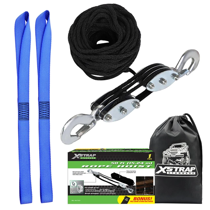 XSTRAP STANDARD 50FT Rope Hoist - 1000LB Load Pulley System
