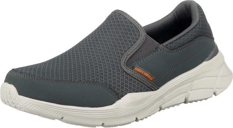 Skechers Men's Equalizer 4.0 Persisting Trainers, Charcoal Mesh Pu Orange Trim, 11 UK