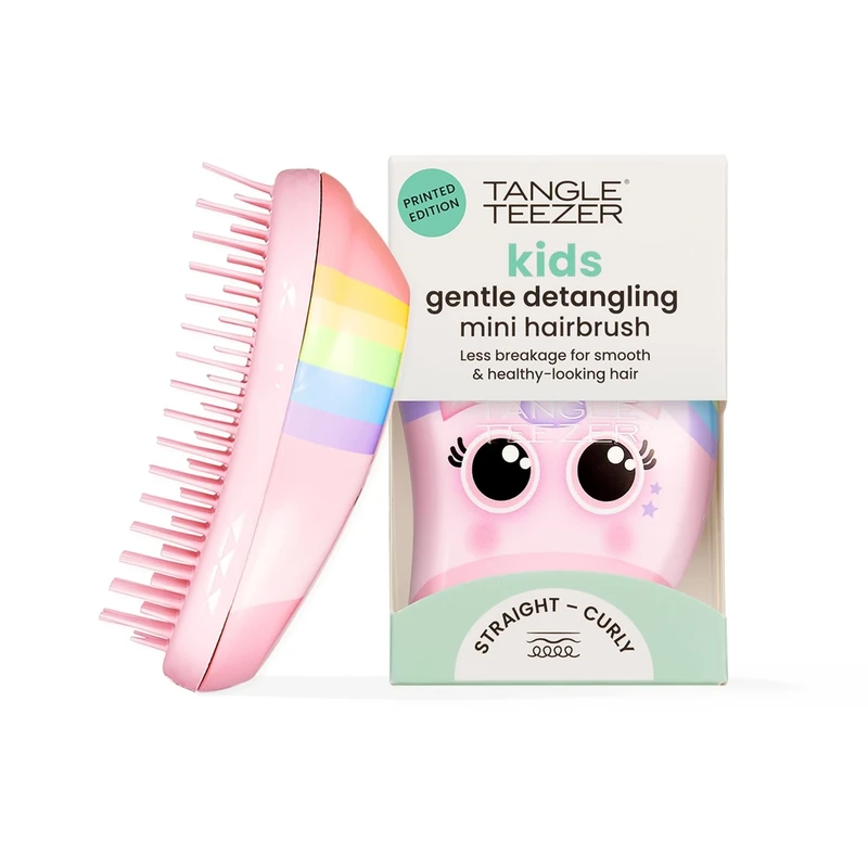 Tangle Teezer Mini Original Hairbrush - For Wet & Dry Hair - Detangling Brush for All Hair Types - Perfect Brush For Kids & Travel - Rainbow the Unicorn