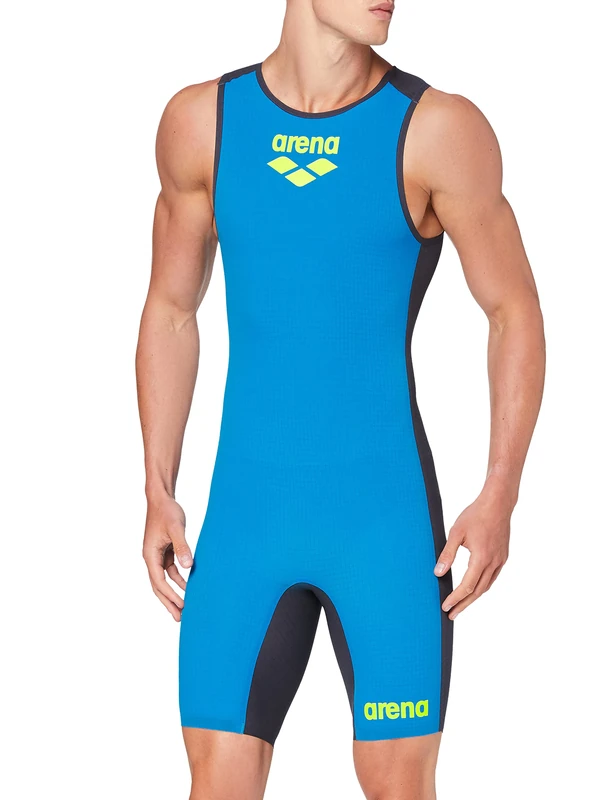 arena Powerskin Carbon Men's Speedsuit with Back Zip, Men, 001166, fast blue/Grey, S