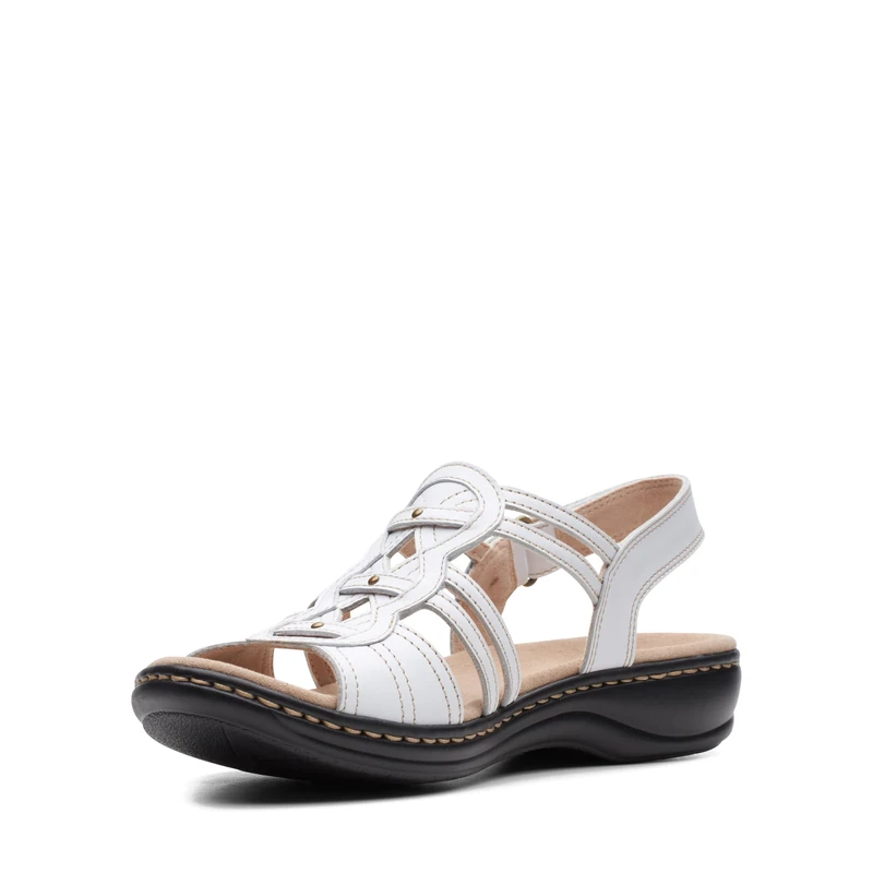Clarks Women's Leisa Janna Sandal, White Leather, 7 UK