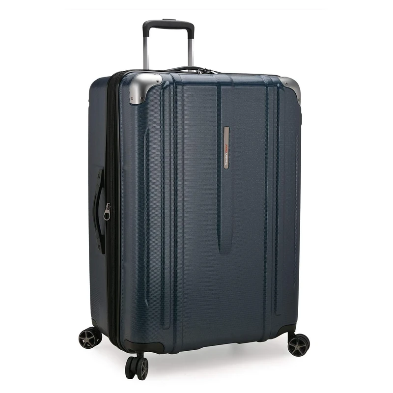 Traveler's Choice New London II Hardside Expandable Spinner Luggage, Navy, Checked-Large 29-Inch