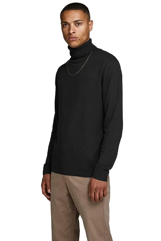 Jack & Jones NOS Men's Jjeemil Knit Roll Neck Noos Turtleneck, Black (Black Black), Medium