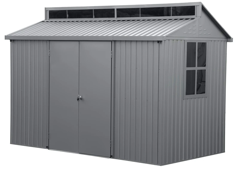 Duramax Aluminium 10 x 6 (5.90 m2) Garden Shed, All-Weather Durable & Waterproof Outdoor Storage Shed, Includes Skylight, Foundation, Window on Side & Lockable Double Doors
