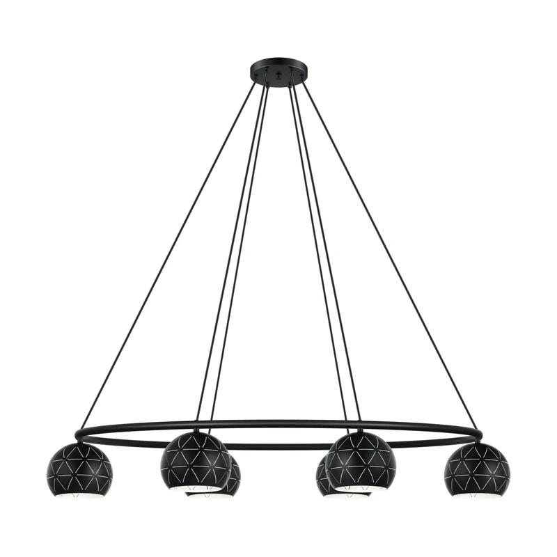 EGLO Cantallops Pendant Light, 6-Bulb Modern, Elegant, Steel Pendant Light in Black, Dining Table Lamp, Living Room Lamp Hanging with E14 Socket