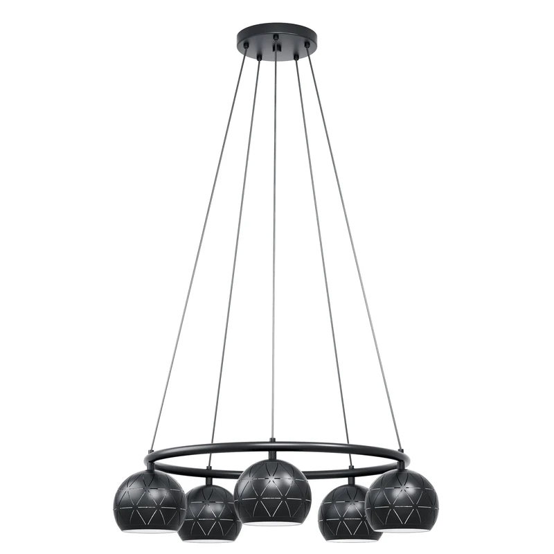 EGLO Cantallops 5-Bulb Pendant Light Modern Elegant Steel Pendant Light in Black Dining Table Lamp Living Room Lamp Hanging with E14 Socket