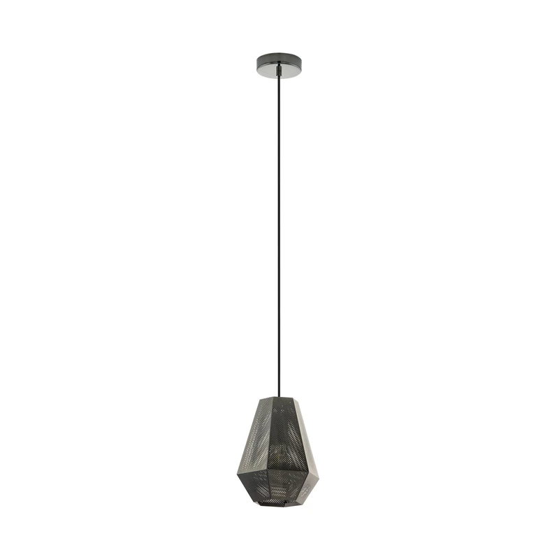 EGLO Chiavica Pendant Light, 1 Bulb Industrial Vintage Modern Pendant Light Made of Steel in Nickel Black, Dining Table Lamp, Living Room Lamp Hanging with E27 Socket, Diameter 20.5 cm
