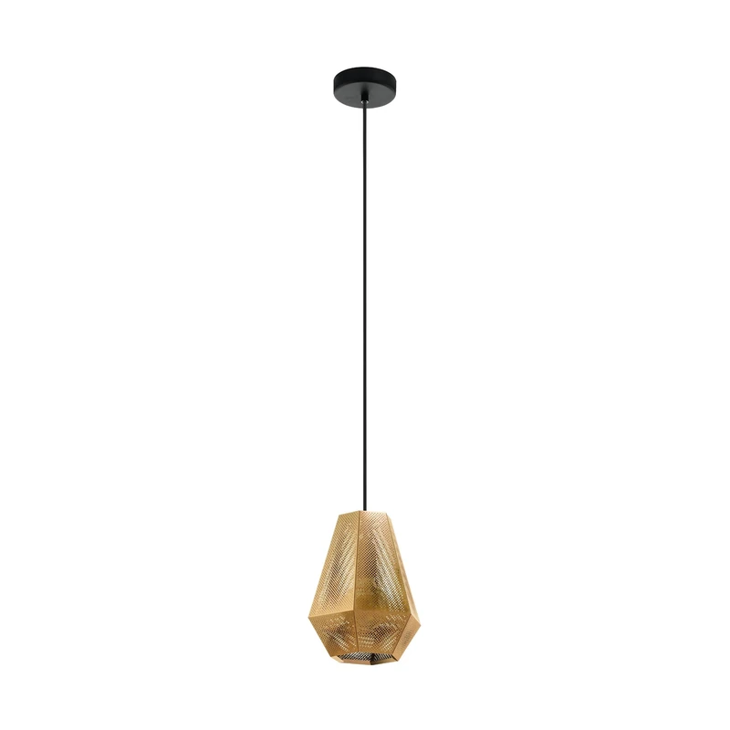 EGLO Chiavica1 Pendant Light, 1 Bulb Industrial Vintage Modern Pendant Light Made of Steel in Brass, Dining Table Lamp, Living Room Lamp Hanging with E27 Socket, Diameter 20.5 cm
