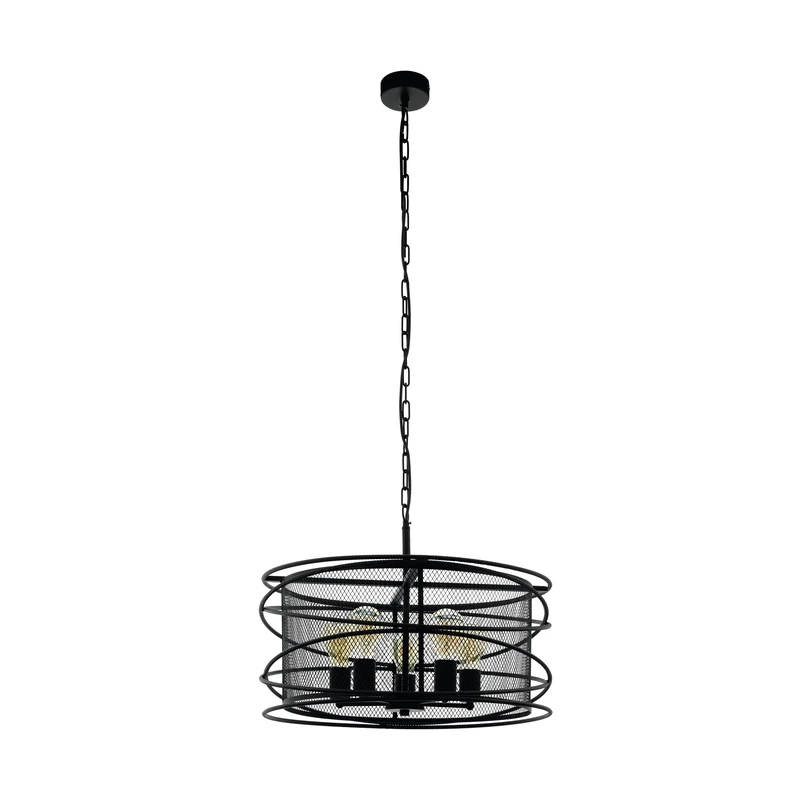 EGLO Blackwater Pendant Light, 5-Bulb Industrial Vintage Retro Pendant Light Made of Steel in Black, Dining Table Lamp, Living Room Lamp Hanging with E27 Socket