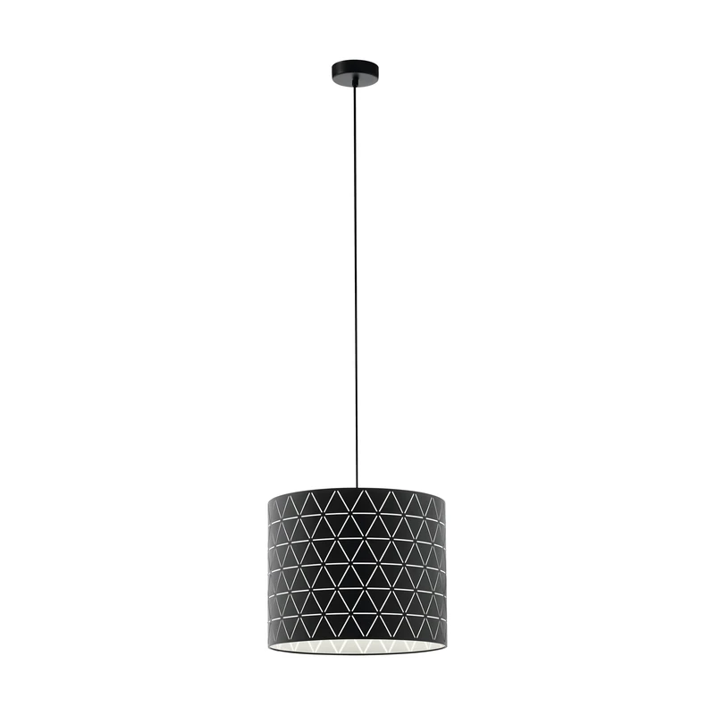 Eglo Pendant lamp Ramon, 1 Flame Hanging lamp, Hanging lamp Made of Steel in Black, White, Dining Table lamp, Living Room lamp Hanging with E27 Socket, Ø 37 cm