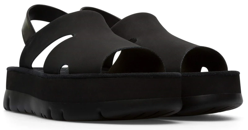 Camper Women's Oruga Up K200848 Wedge Sandal, Black, 7 UK