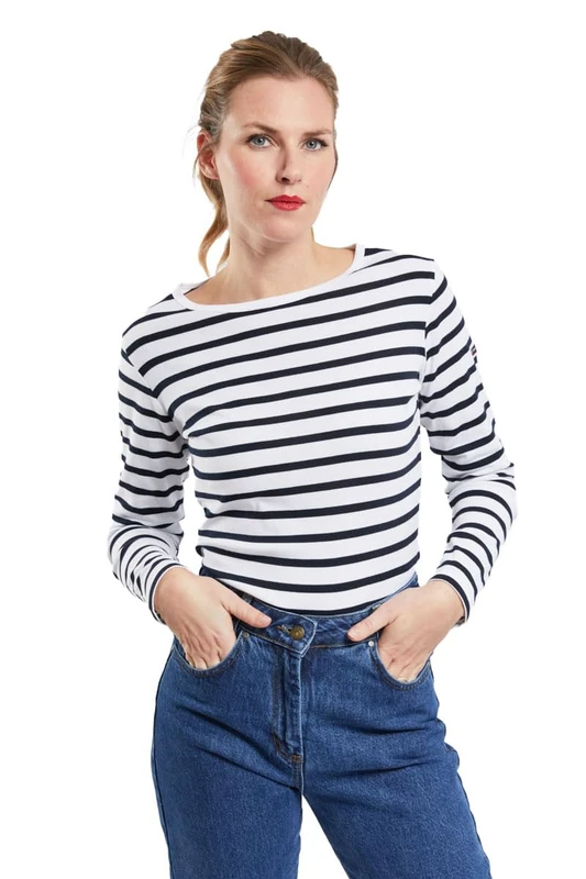 Armor Lux Women's Crozon T-Shirt, Multicolour (Blanc/Rich Navy Bi9), 4X-Large (Size: 7) - Image 1