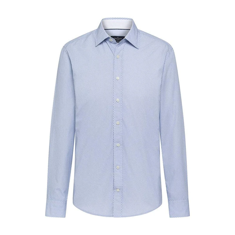 Hackett Men's Tennis Racket Print Formal Shirt, Blue (Blue 551), 18 (Size: XX-Large) - Image 1