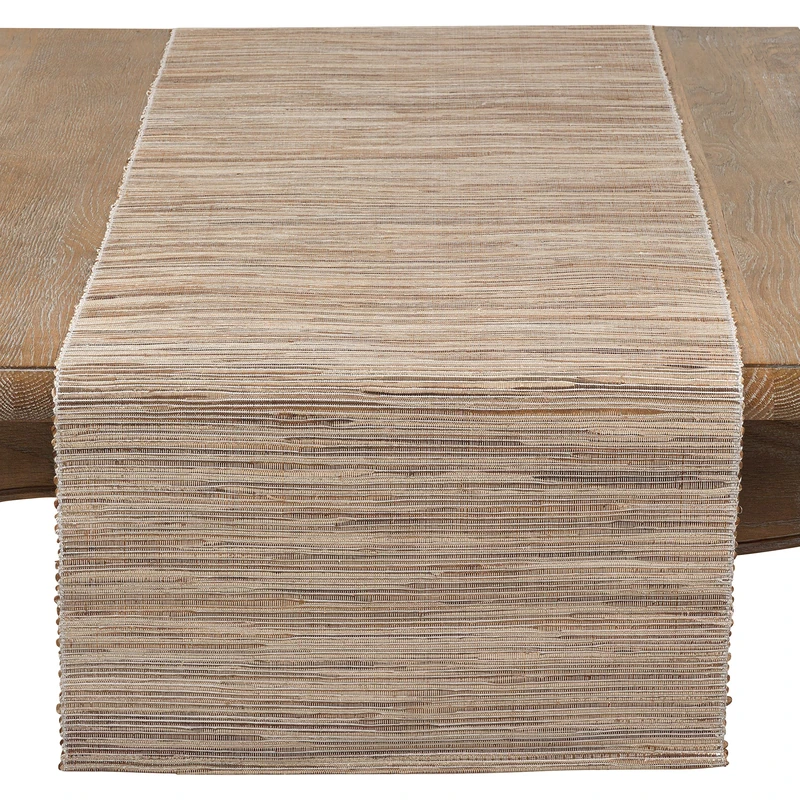 Saro Lifestyle Melaya Collection Shimmering Woven Nubby Table Runner, 14"x108", Natural
