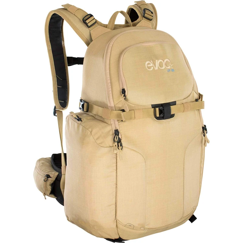 EVOC CP 18l Outdoor Camera Backpack for professional photo equipment (padded, ergonomic carrying system, strap system for ice axes, skis, snowboard or tripod, incl. rain cover), Heather gold
