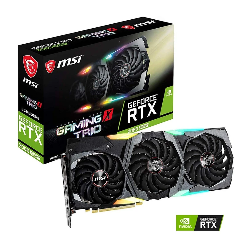 MSI NVIDIA GEFORCE RTX 2080 SUPER GAMING X TRIO Graphics Card '8GB GDDR6, 1845MHz, RGB Mystic Light, 3x DisplayPort, HDMI, Type-C, Triple Fan Cooling System' - Image 1