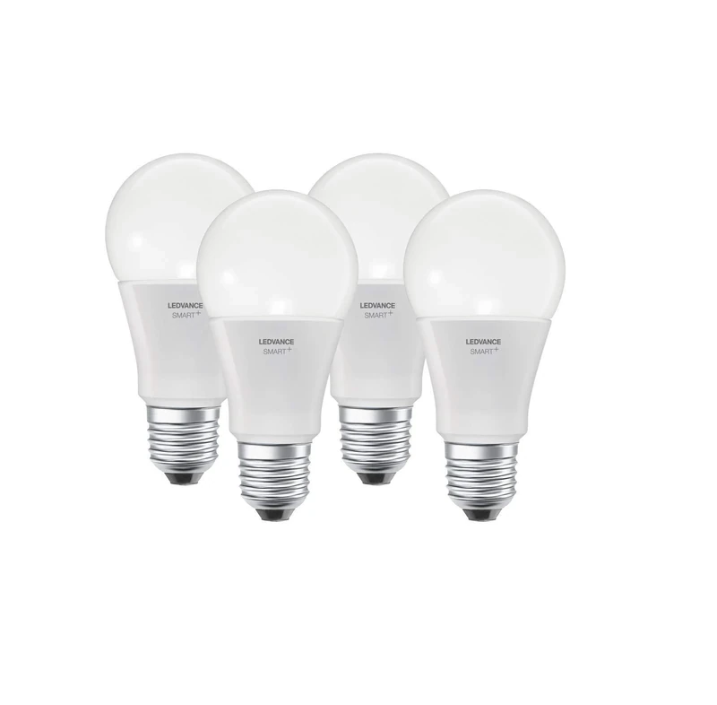 LEDVANCE Smart LED Lamp With Bluetooth Technology, E27 Socket, Changeable Light Color (2700-6500K), Changeable RGB Colors, Replaces Incandescent Lamps With 60W, 4-pack