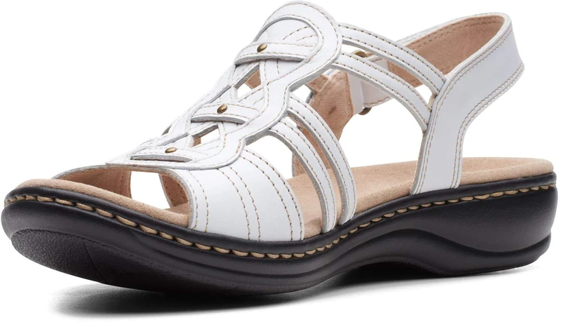 Clarks Women's Leisa Janna Sandal, White Leather, 4.5 UK