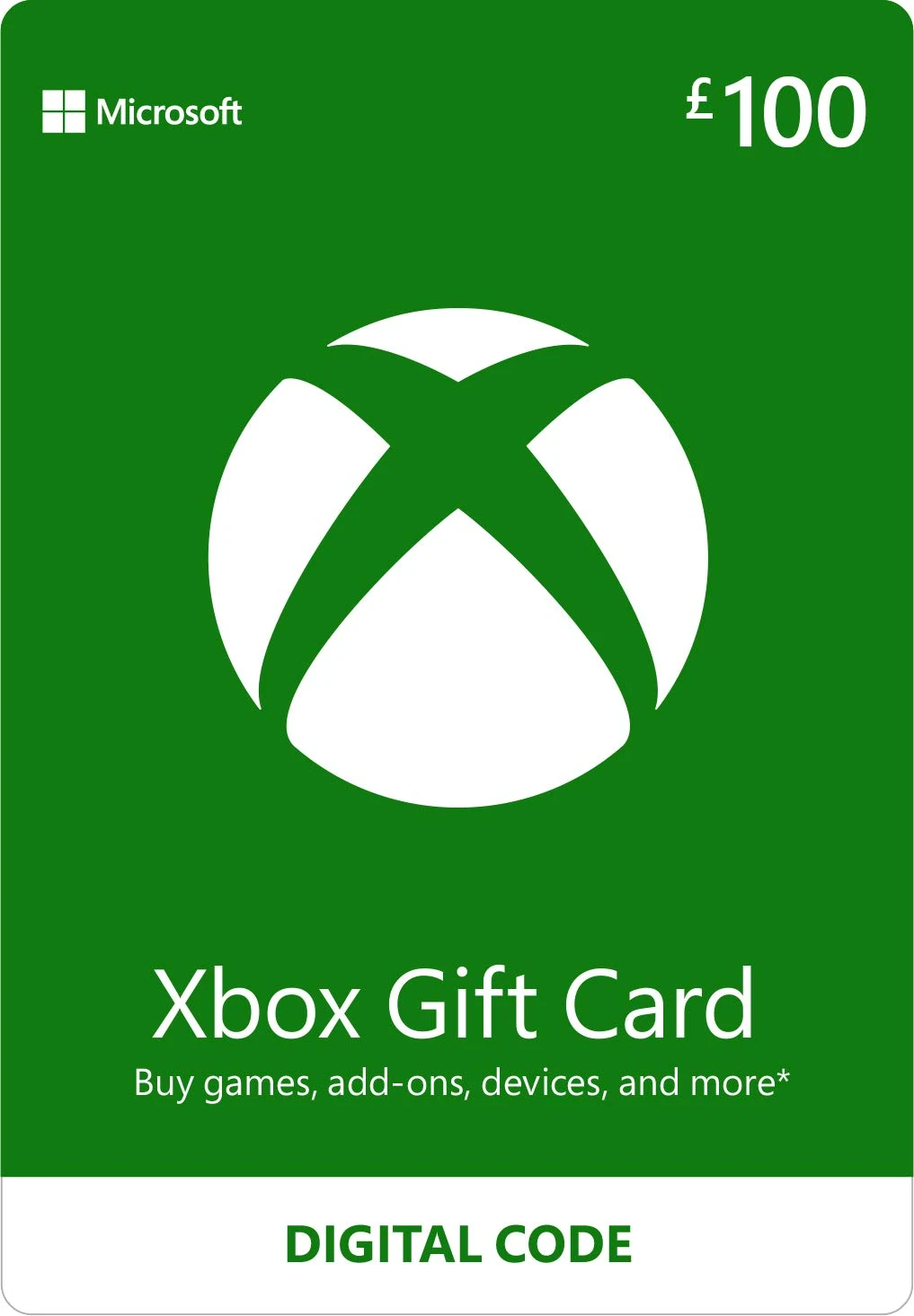 Xbox Gift Card | 100 GBP | Digital Voucher | Xbox One, Series S|X & Windows | (Download Code)