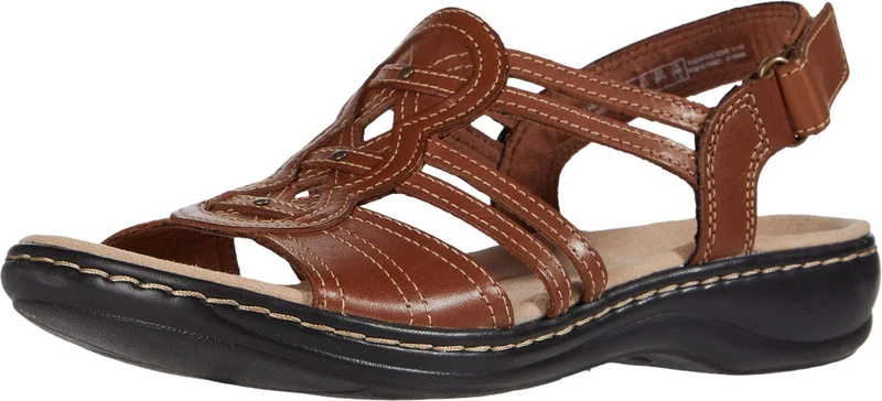Clarks Women's Leisa Janna Sandal, Tan Leather, 7.5 UK