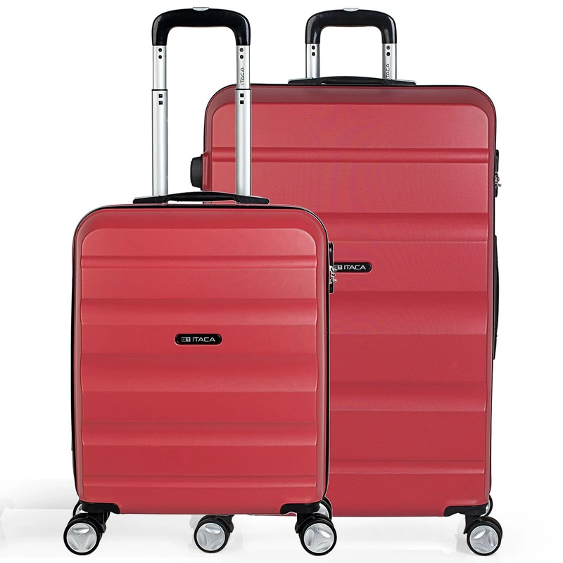 ITACA - Hard Shell Suitcase Set of 2 pcs - 4 Double Wheel ABS Luggage Sets 3 Piece with TSA Approved Locks - Resistant and Lightweight Set in Small Cabin Size and Large, Coral
