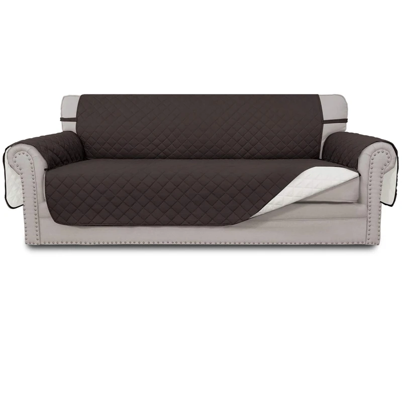 Easy-Going Sofa Slipcover Reversible Oversized Sofa Cover Water Resistant Couch Cover with Foam Sticks Elastic Straps Furniture Protector for Pets Dog (Oversized Sofa, Chocolate/Ivory)