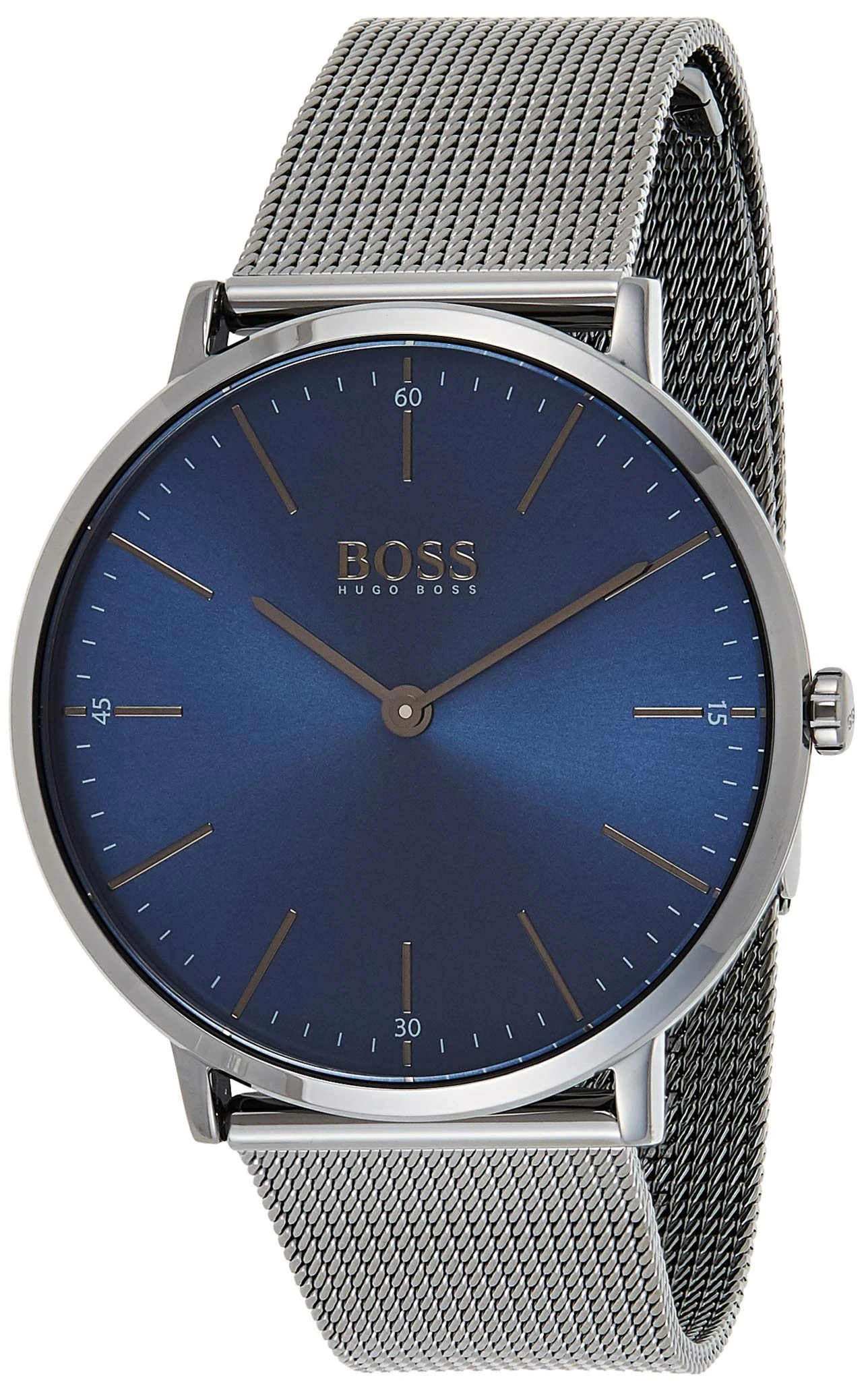 BOSS Analogue Quartz Watch for Men with Grey Stainless Steel mesh Bracelet - 1513734