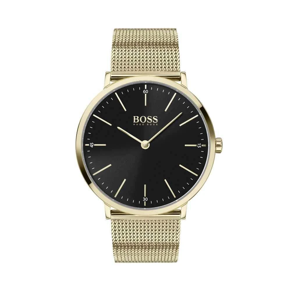 BOSS Analogue Quartz Watch for Men with Gold Colored Stainless Steel mesh Bracelet - 1513735