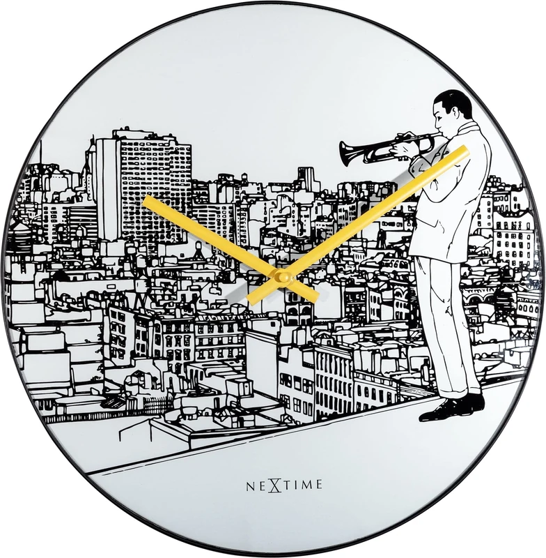 NexTime - Wall clock - Ø 40 cm - Glass/Metal - White - Trumpet City - Image 1