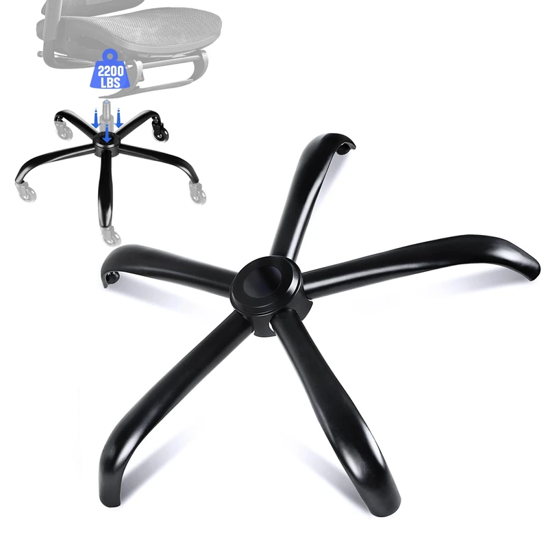 Mastery Mart Office Chair Base Replacement, 28 Inch Heavy Duty(2500 Lbs) Metal Leg, Reinforced to Repair Swivel Gaming Chair Bottom Part with Universal Caster and Gas Cylinder Size (Matte Black) - Image 1