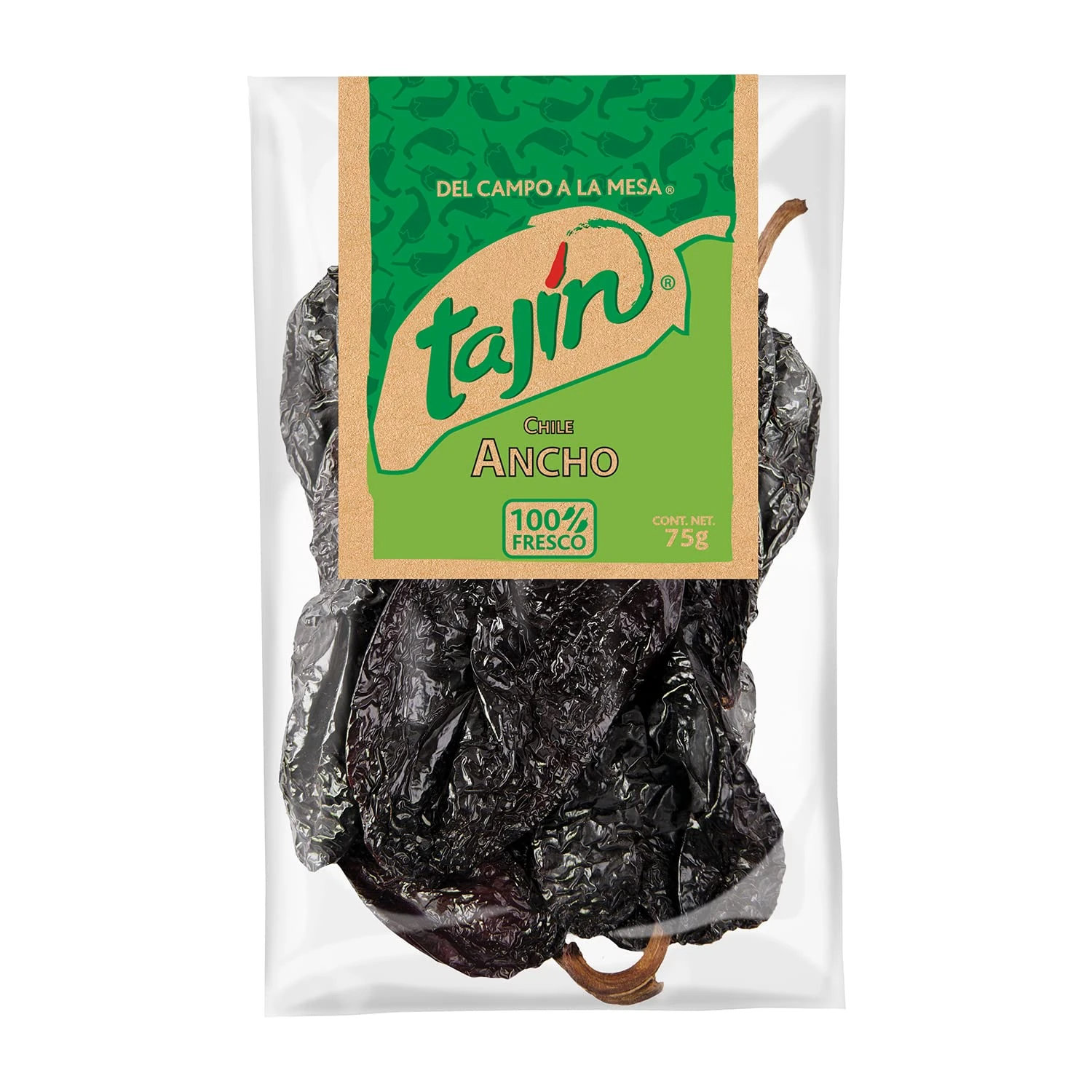 Dried Ancho Chillies, Pack 75g - Chili Ancho Seco TAJÍN 75g
