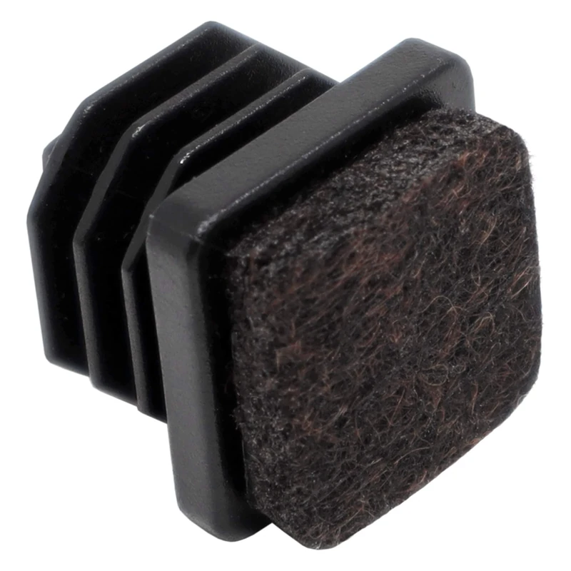 Adsamm® / 100 x Felt glides for tubes / black / 14x14 - 16x16 mm / square / Premium quality ripped inserts with felt for tubular steel chairs