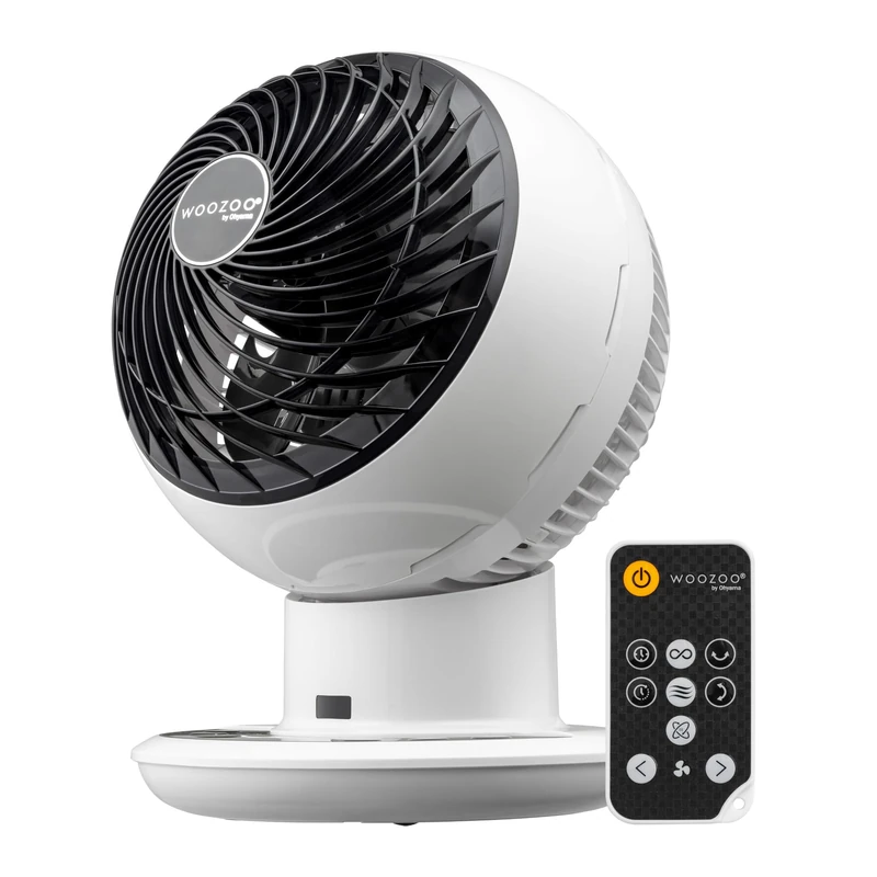 Iris Ohyama Woozoo Table Fan, 43㎡, Desk, White, 10 Speeds, DC Motor, Remote Control, Multidirection Oscillation, Silent, Quiet, 8 Hr Timer, Sleep Mode, Air Circulator, Cooling, Powerful, PCF-SDC15T