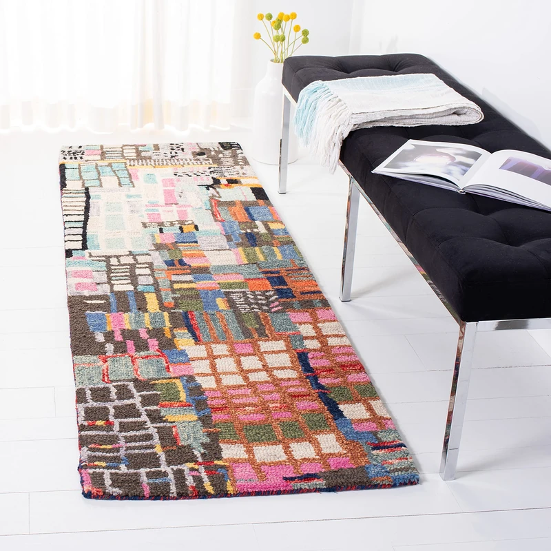 Safavieh Boho Rug for Living Room, Dining Room, Bedroom - Aspen Collection, Short Pile, in Multi, 68 x 213 cm