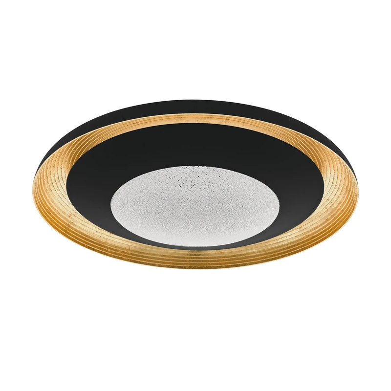 Eglo Canicosa 2 LED Ceiling Light, 2 Bulbs Wall Light, Ceiling Light Made of Impact Metal, Plastic in Black, Gold, with Remote Control, Night Light, Dimmable