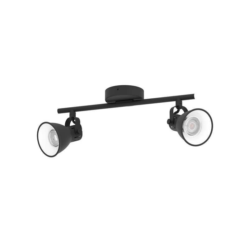 EGLO Seras 1 Ceiling Light 2-Bulb Industrial Modern Classic Steel Ceiling Spotlight Living Room Lamp in Black Kitchen Lamp Spotlights with GU10 Socket