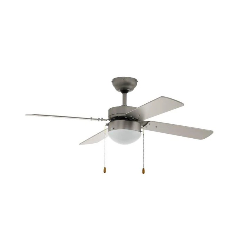 Eglo Ceiling Fan Gelsina, 4 Blade Ventilator with Pull Chain, with Lighting and Summer Winter Operation, Blade Material MDF in Silver, AC Motor, Ø 106,6cm (41.9")