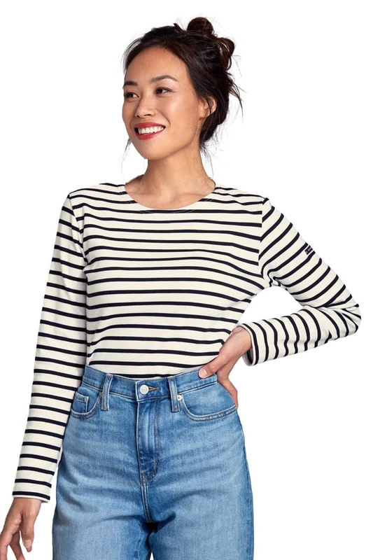 Armor Lux Women's 4277 T-Shirt, Multicolour (Nature/Rich Navy Bi7), 4X-Large (Size: 8)