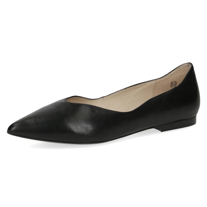 CAPRICE Women's Pointed Leather Ballet Flats, Black (Black Nappa), 7.5 UK
