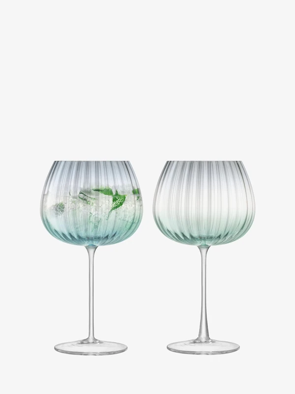 LSA International Dusk Balloon Goblet 650 ml Green/Grey | Set of 2 | Mouthblown and Handmade Glass | DU03