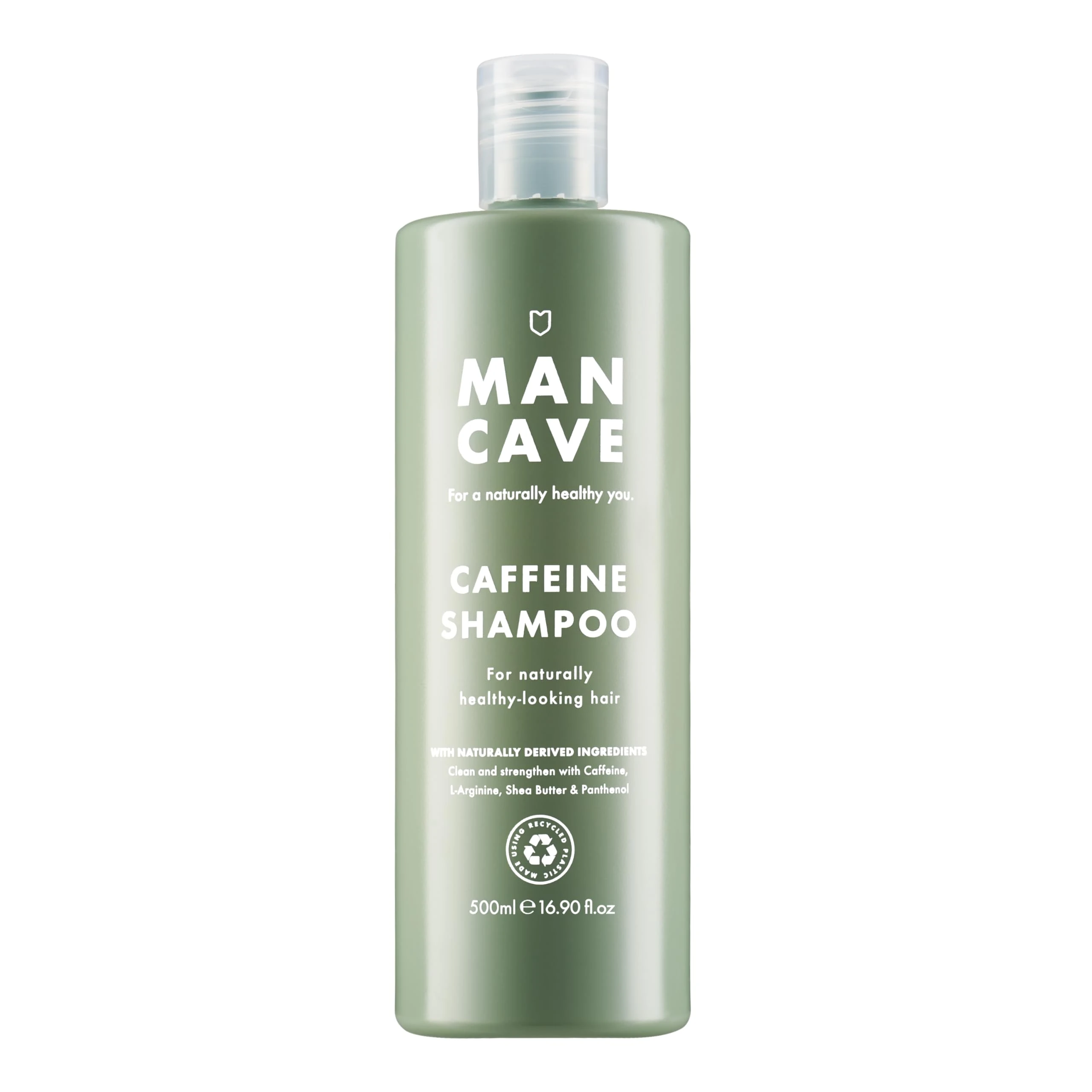 ManCave Caffeine Shampoo for Men, Support and Encourage Healthy Hair Growth with Caffeine, Panthenol and Vitamin E, Sulphate Free, Natural, Vegan, Cruelty Free, 500 ml