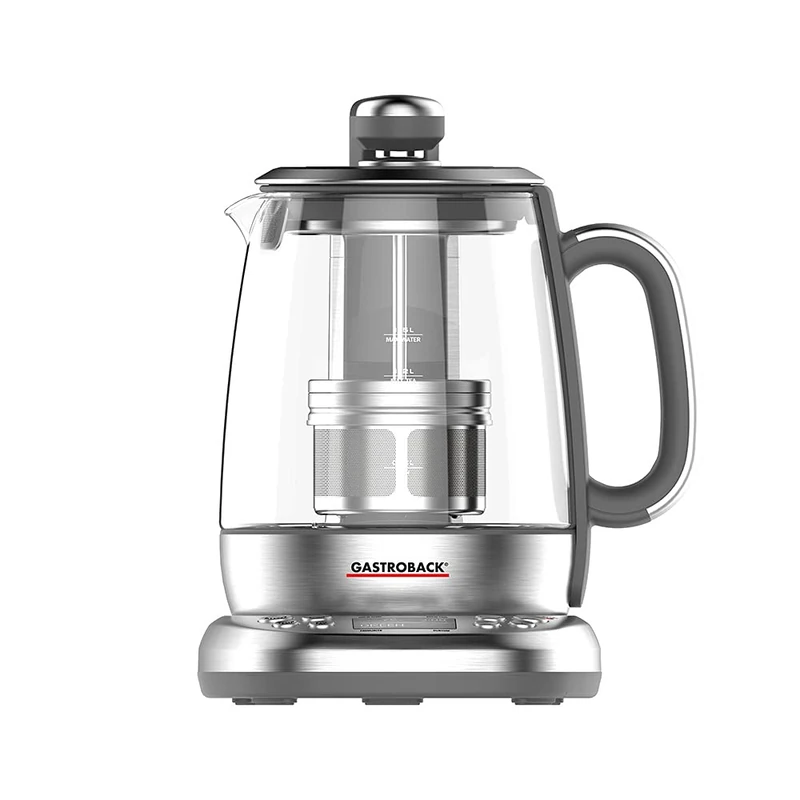 GASTROBACK #42440 Design Advanced Plus Automatic Tea Machine & Kettle (2 in 1), 24 Hour Ignition Timer, Stainless Steel Tea Filter, 1.5L Glass Container, 2000W