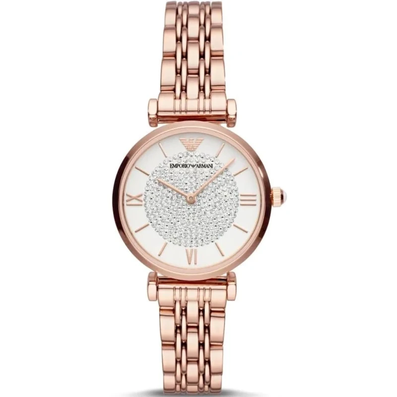 Emporio Armani Watch For Women, 32mm Rose gold tone Quartz Two hand movement with Stainless steel strap