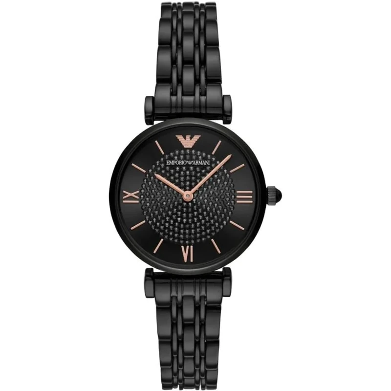 Emporio Armani Watch for Women, Two Hand Movement, 32 mm Black Stainless Steel Case with a Stainless Steel Strap, AR11245