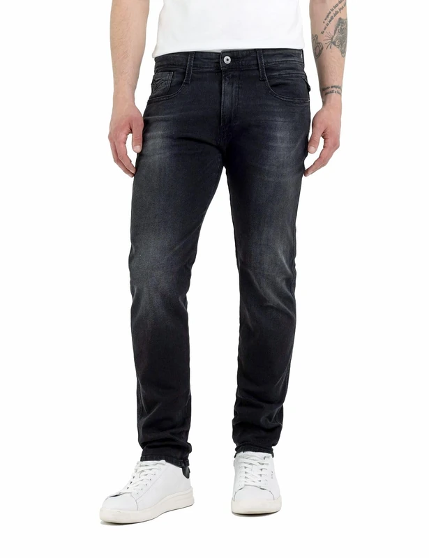 Replay men's Anbass slim fit jeans with power stretch, gray (Dark Gray 097), W27 x L30