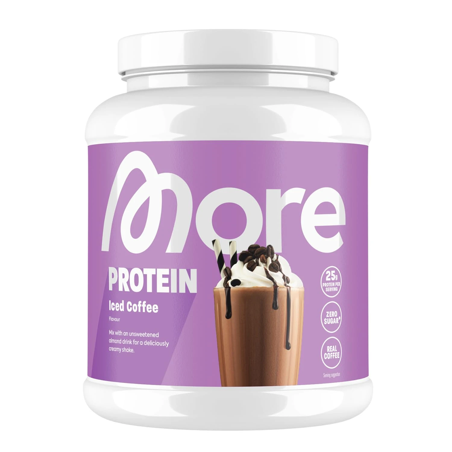 More Protein Whey Casein Protein Powder, Iced Coffee, 600 g, 1.32 lbs, 20 Servings - with Lactase