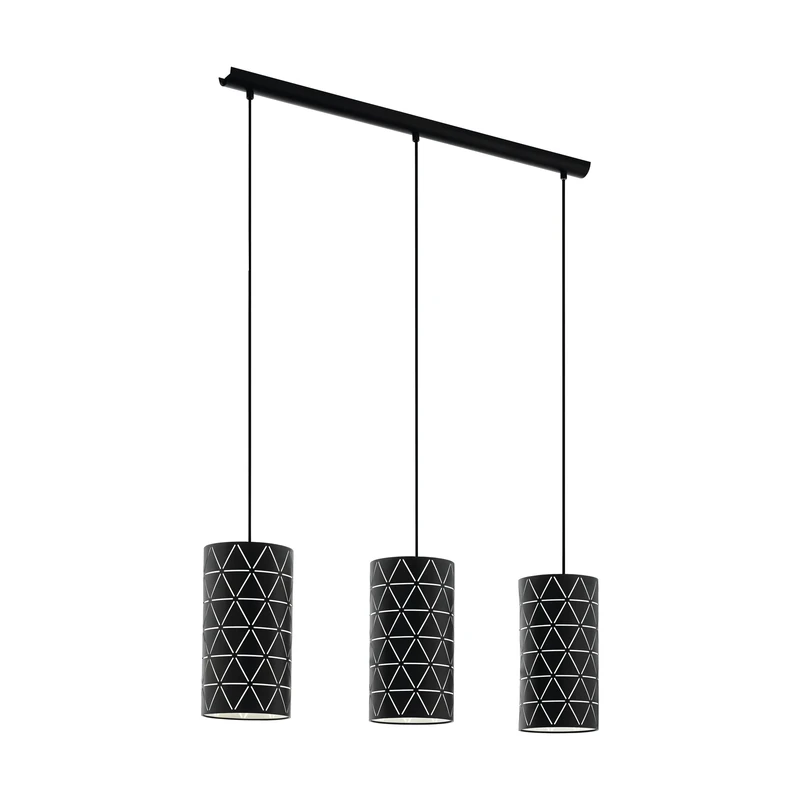 Eglo Pendant Light Ramon, 3-Light Hanging Lamp, Steel Suspension Lamp in Black and White, Dining Table Light, Hanging Living Room Lamp with E27 Socket